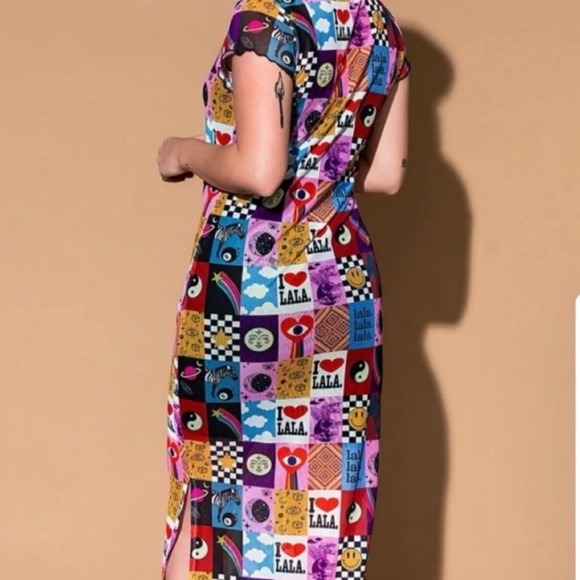 Dressed in LaLa “LaLa World” Patchwork Mad About You Mesh Dress - Picture 4 of 5